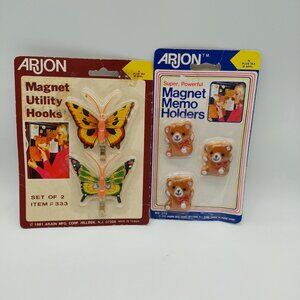 Arjon USA Magnet Memo Holders Butterflies & Bears Set Of 2 Vintage